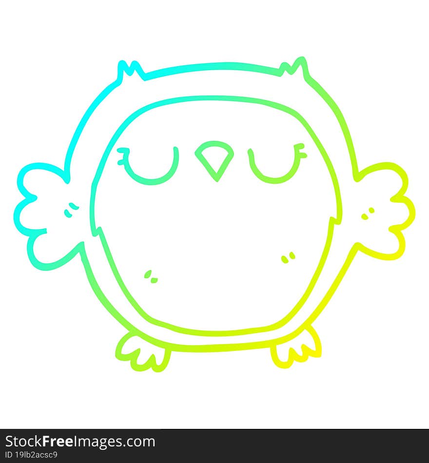 cold gradient line drawing cartoon owl