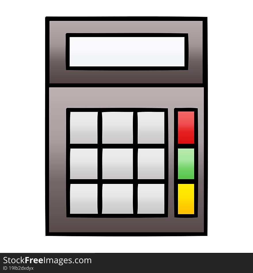 gradient shaded cartoon of a school calculator