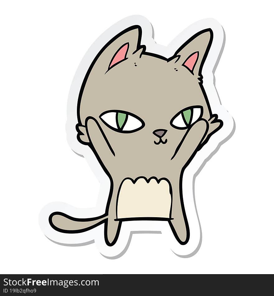 sticker of a cartoon cat staring