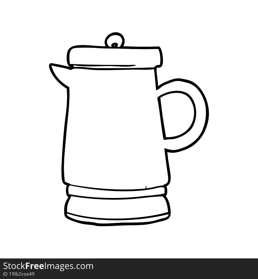 line drawing of a old metal kettle. line drawing of a old metal kettle