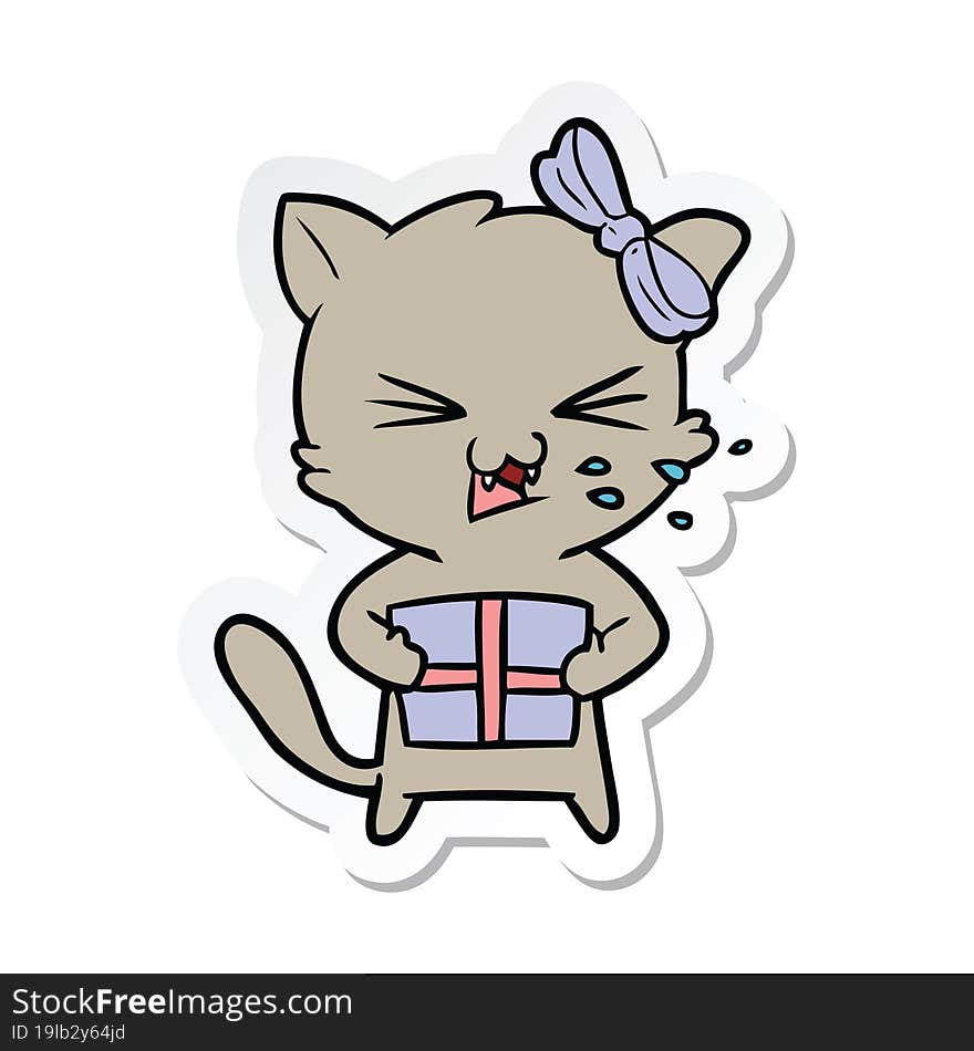 Sticker Of A Cartoon Cat