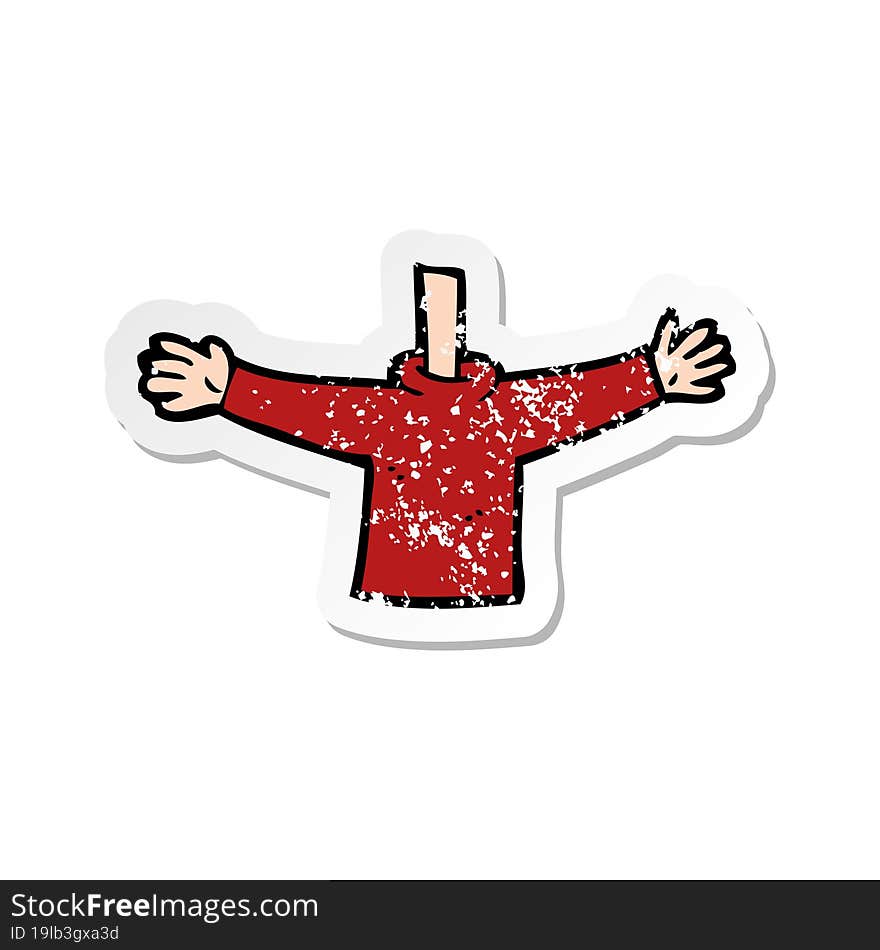 retro distressed sticker of a cartoon body waving arms