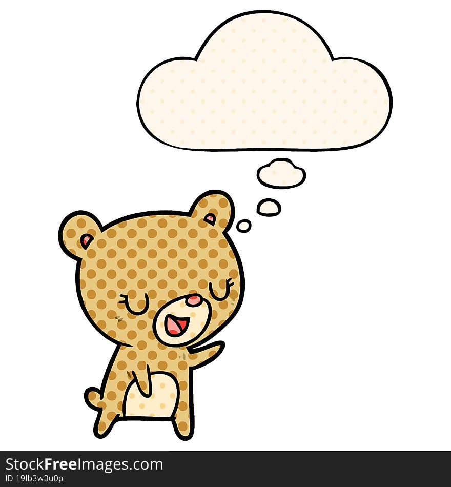 cartoon bear with thought bubble in comic book style