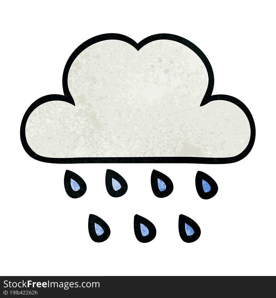 retro grunge texture cartoon rain cloud