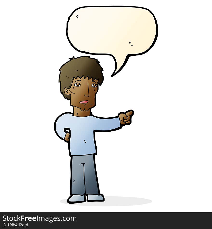 Cartoon Pointing Man With Speech Bubble