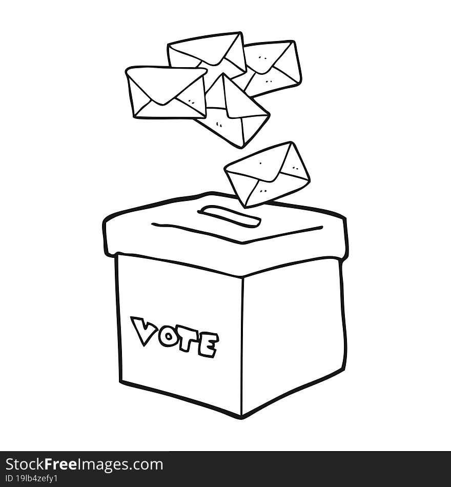 Black And White Cartoon Ballot Box