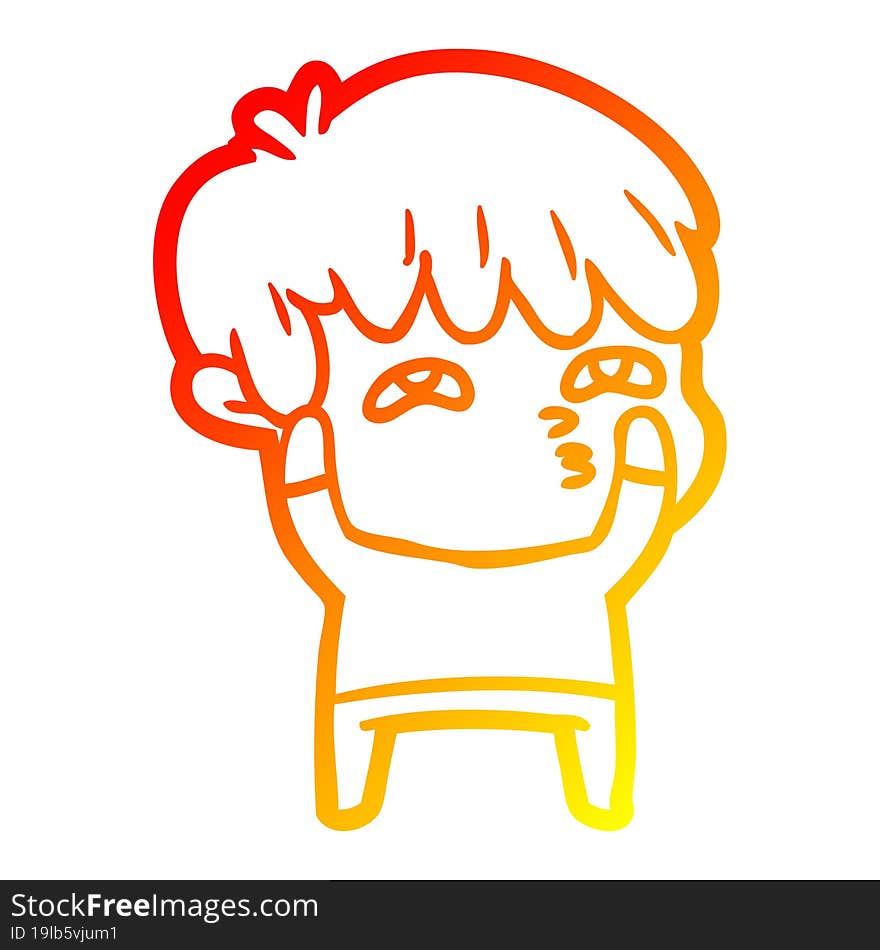 warm gradient line drawing cartoon curious man