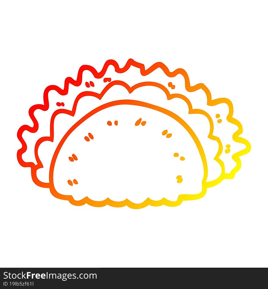 Warm Gradient Line Drawing Cartoon Taco