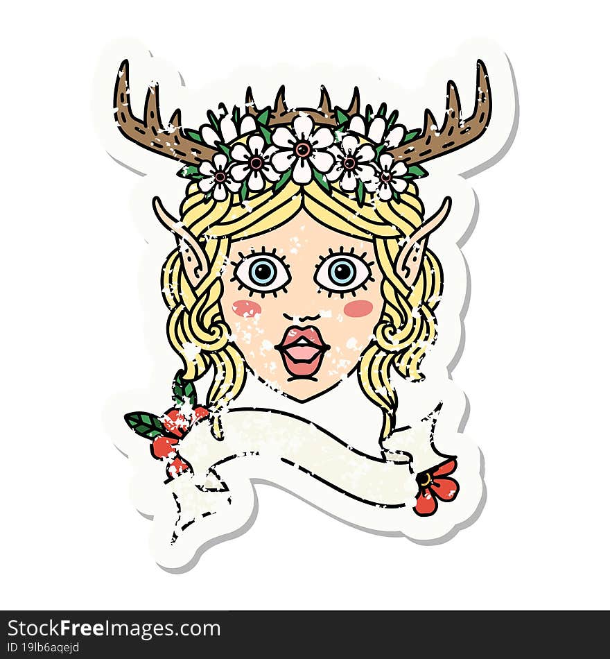 elf druid character face grunge sticker