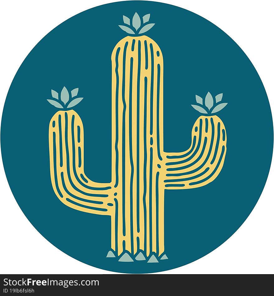 tattoo style icon of a cactus