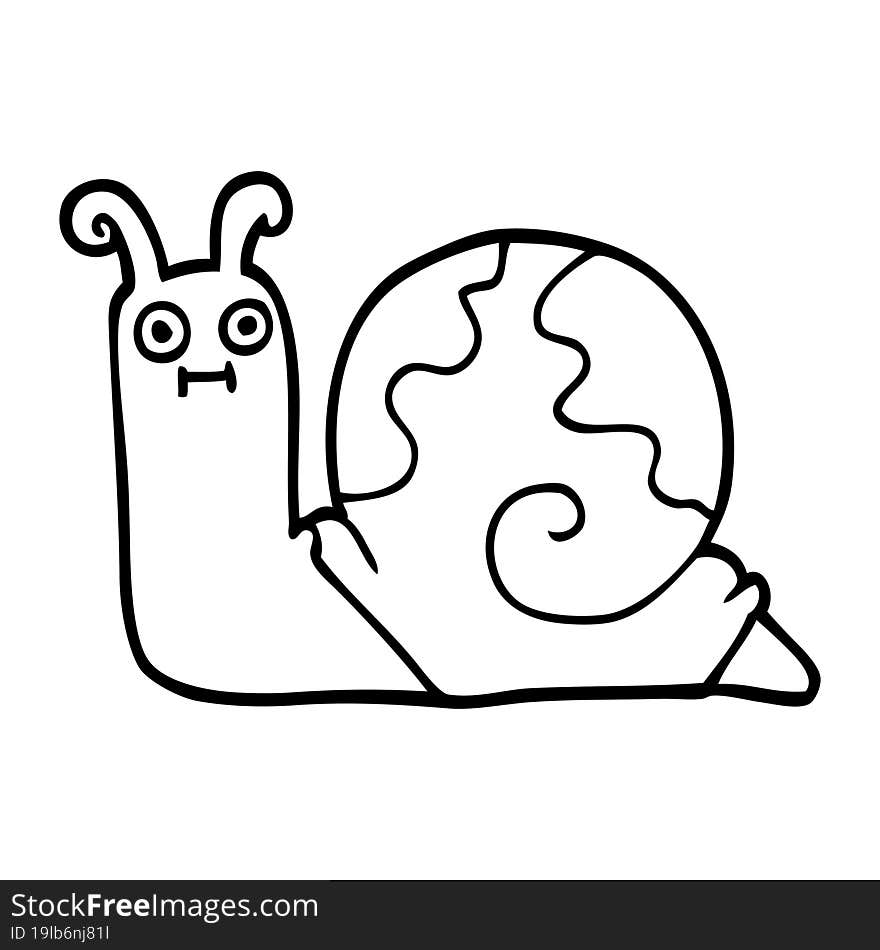 Line Drawing Cartoon Snail