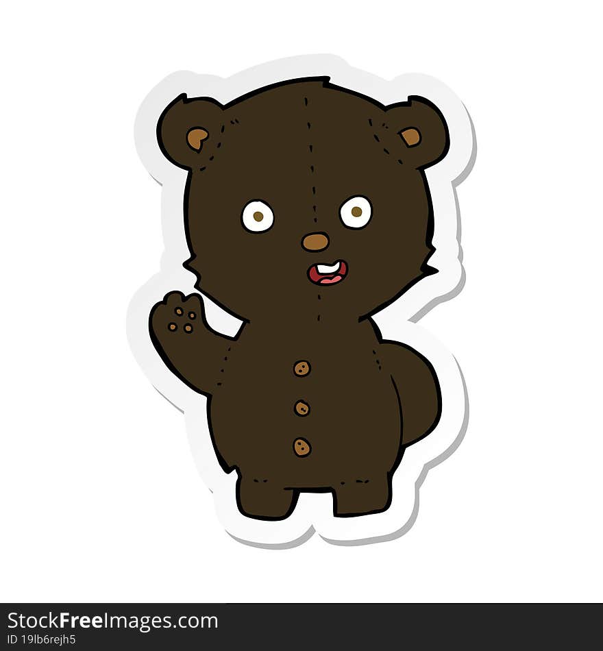 Sticker Of A Cute Cartoon Black Bear