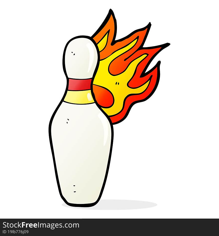 cartoon ten pin bowling skittle on fire