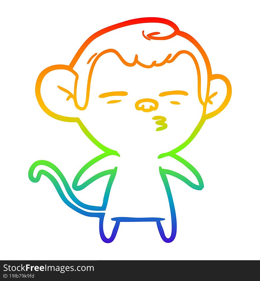 rainbow gradient line drawing cartoon suspicious monkey