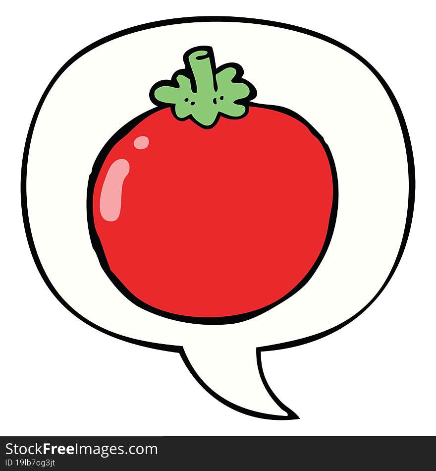 cartoon tomato and speech bubble