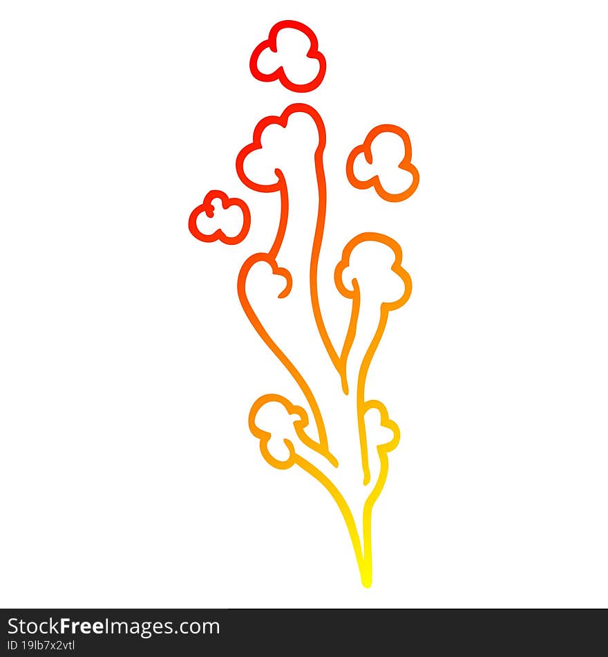 warm gradient line drawing of a cartoon gust of air