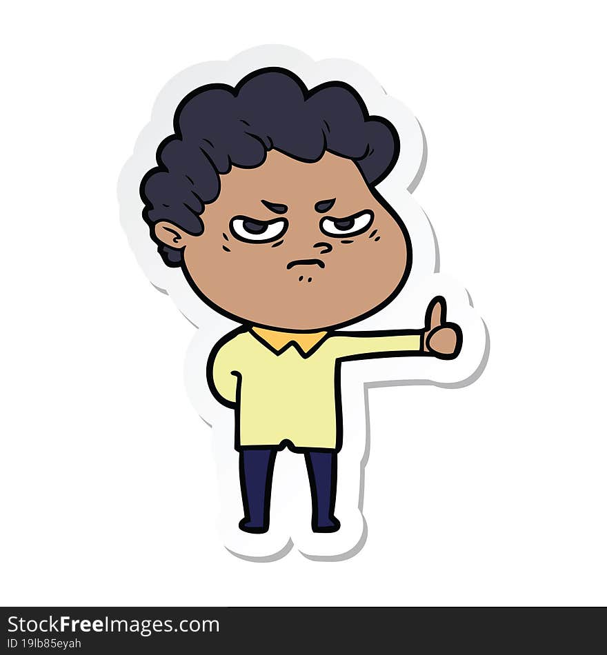 sticker of a cartoon angry man