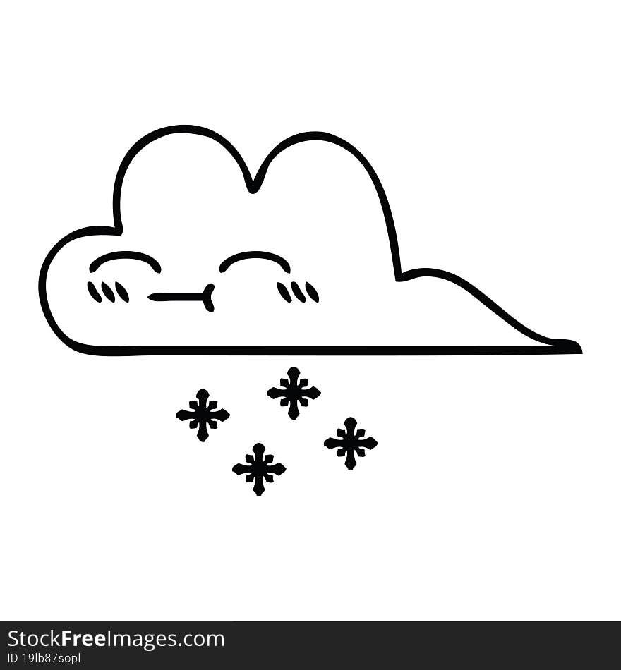 line drawing cartoon snow cloud