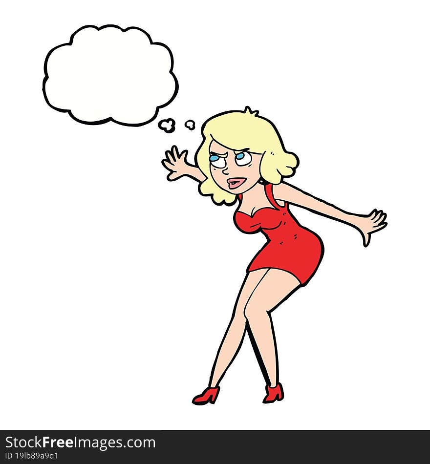 cartoon female spy with thought bubble