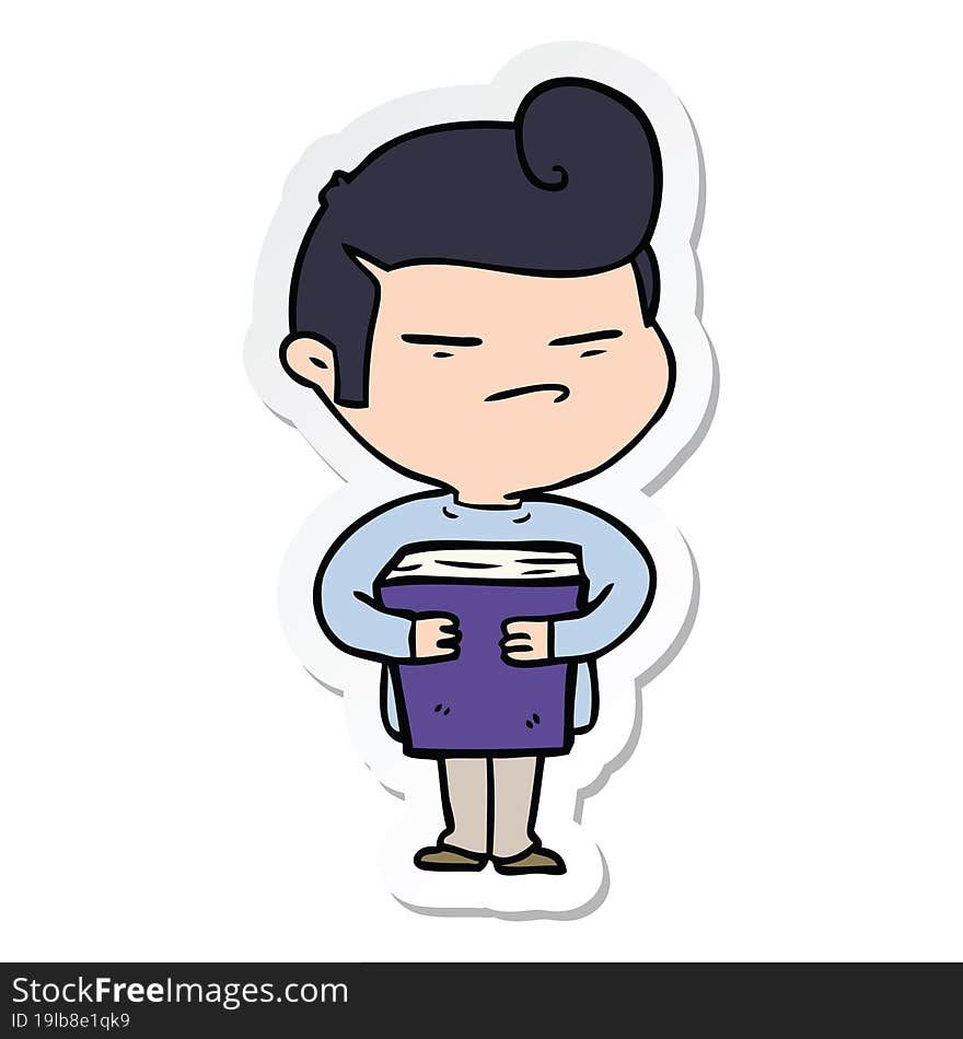 Sticker Of A Cartoon Cool Guy With Fashion Hair Cut