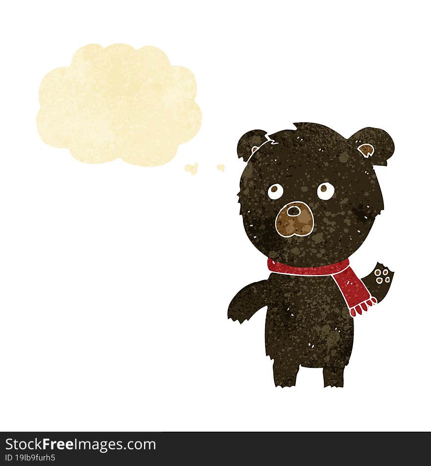 cartoon cute black bear with thought bubble