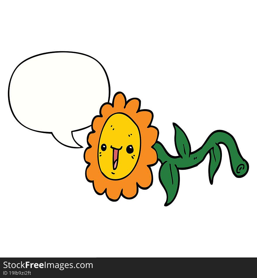 cartoon flower and speech bubble