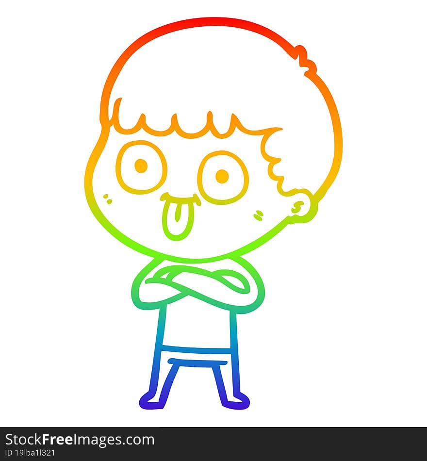 rainbow gradient line drawing cartoon man staring