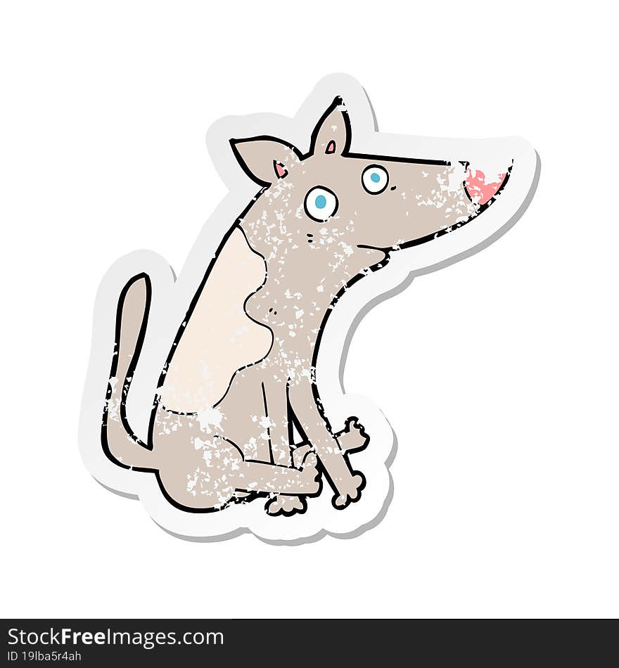 Retro Distressed Sticker Of A Cartoon Dog