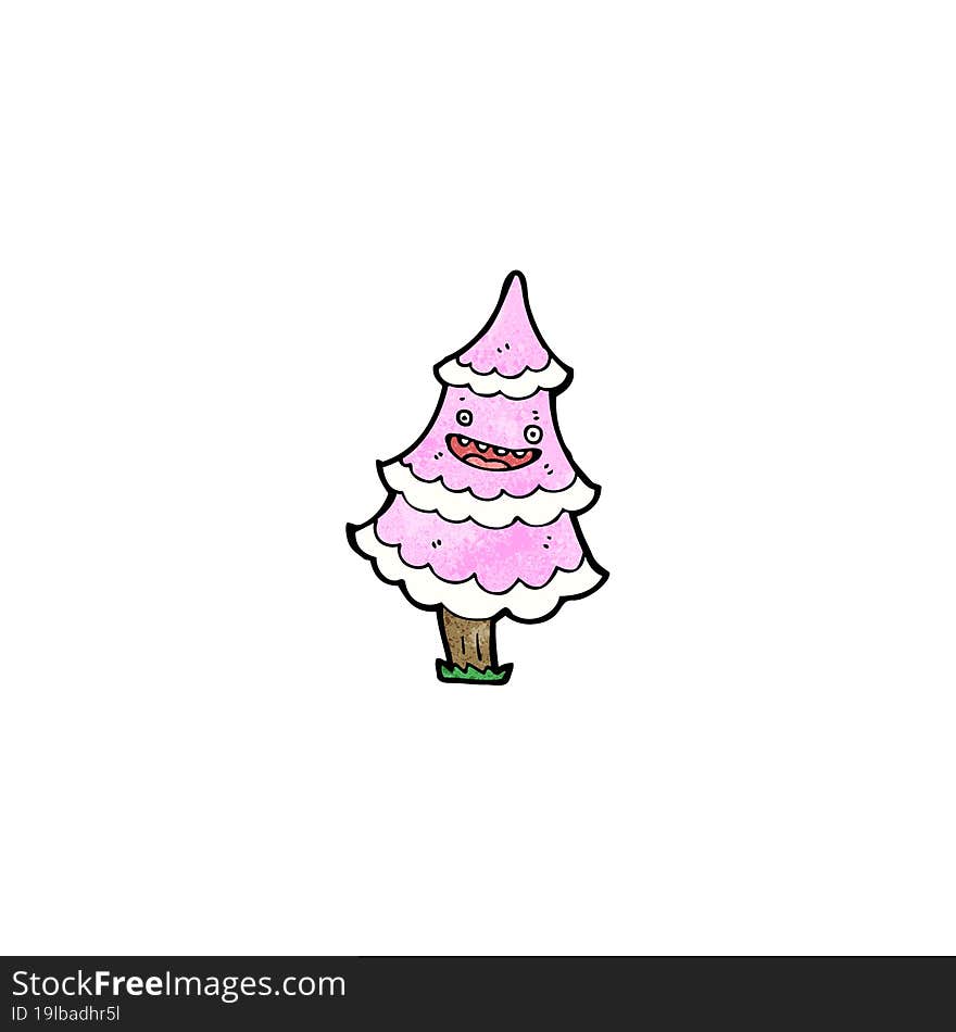 cartoon pink christmas tree