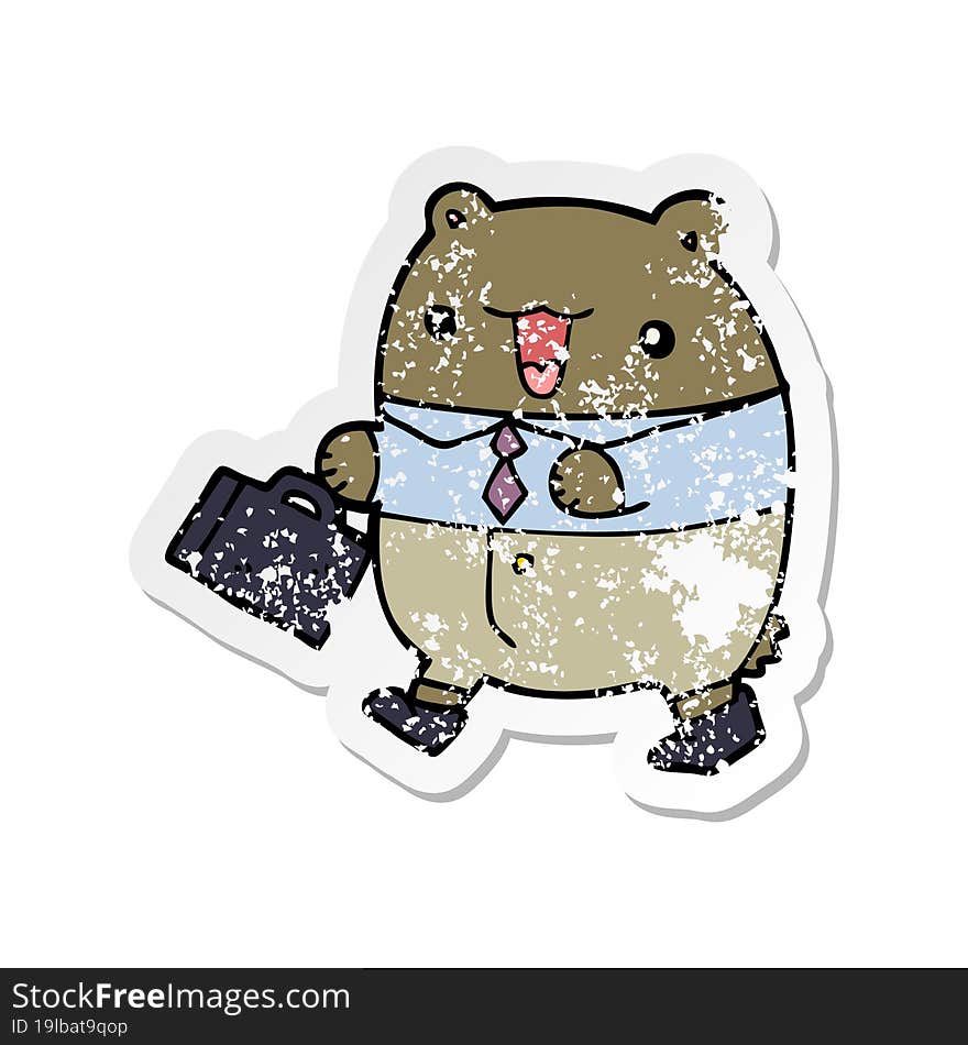 distressed sticker of a cute cartoon business bear