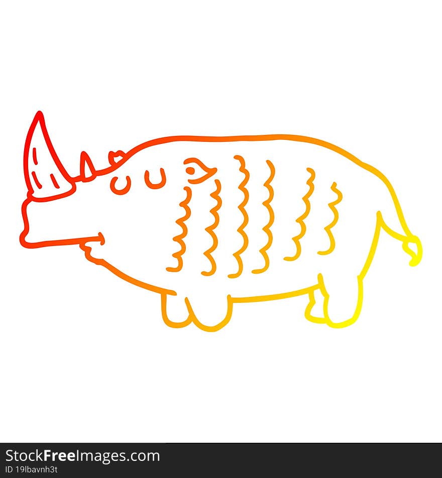 warm gradient line drawing cartoon rhinoceros