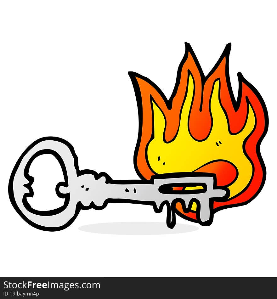 cartoon flaming key