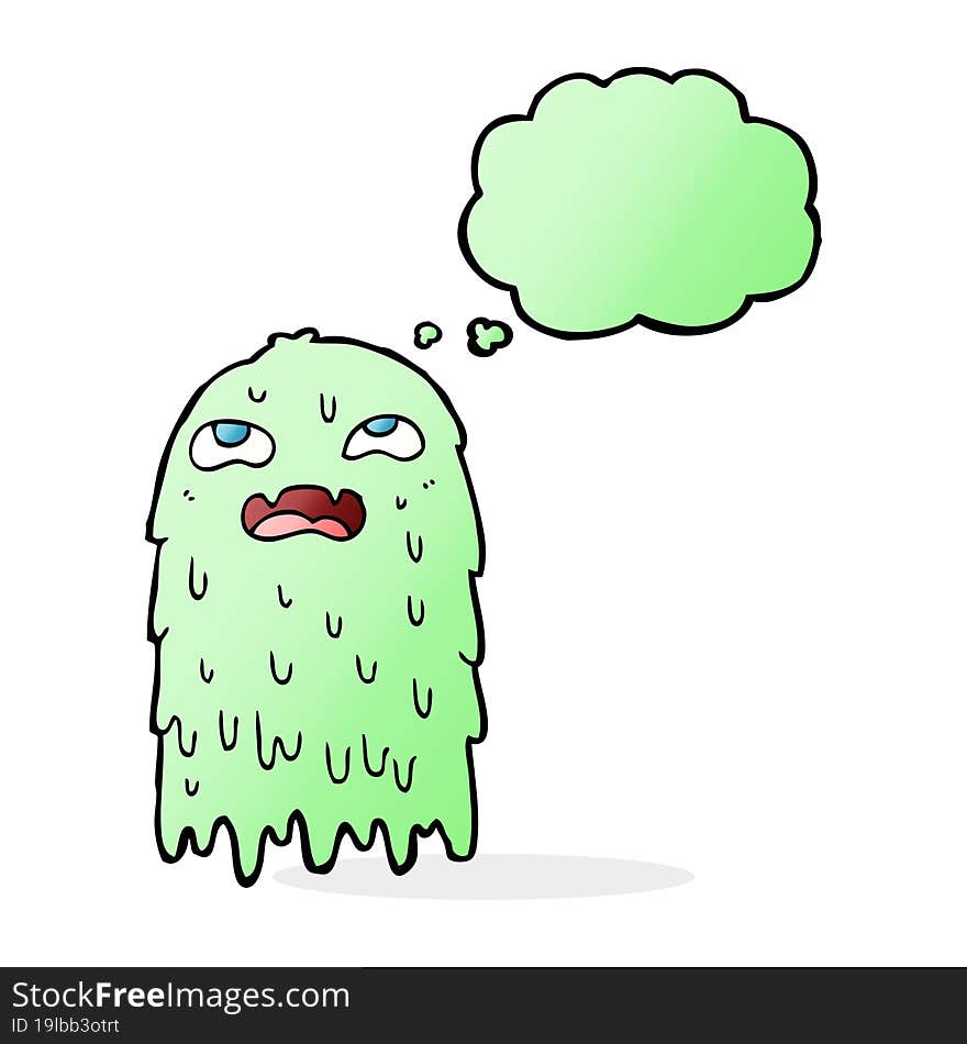 gross cartoon ghost with thought bubble