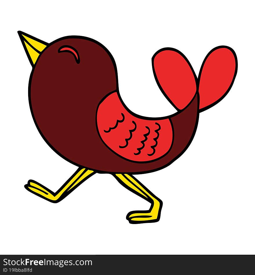 cartoon doodle red bird