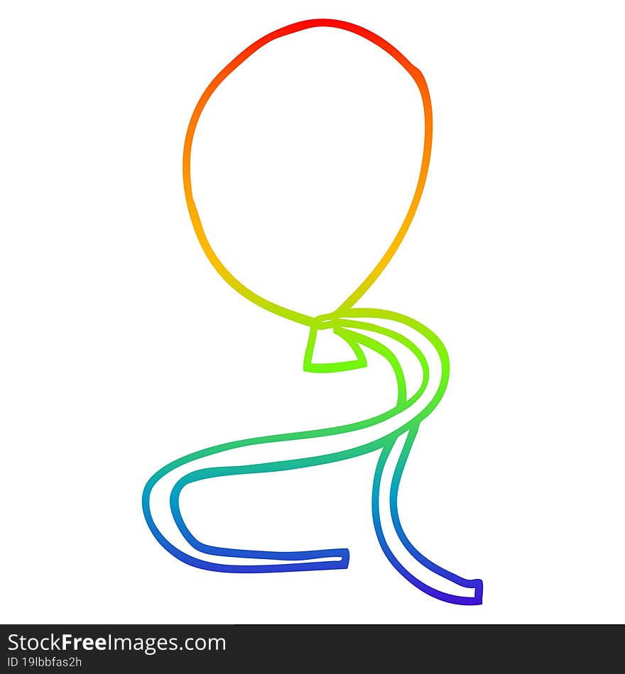 rainbow gradient line drawing cartoon red balloon