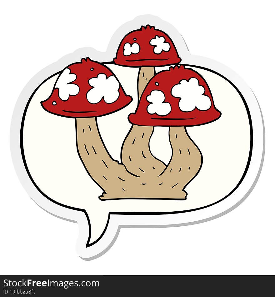 cartoon mushrooms and speech bubble sticker