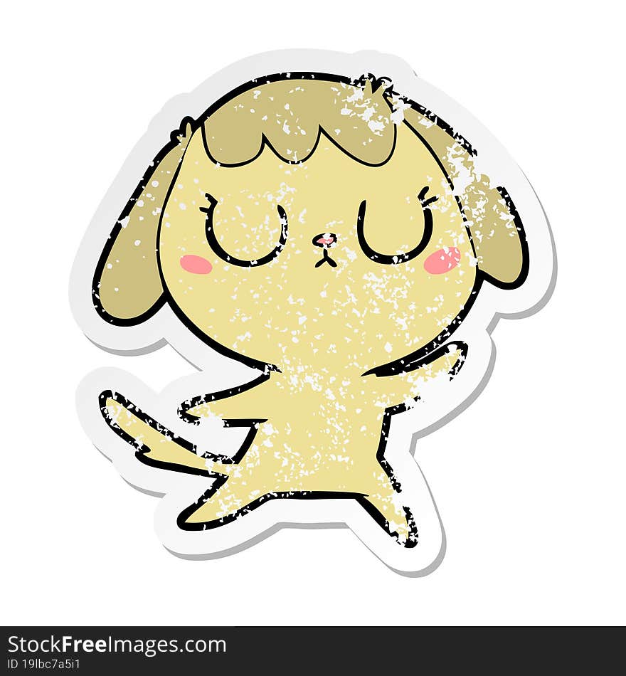 Distressed Sticker Of A Cute Cartoon Dog