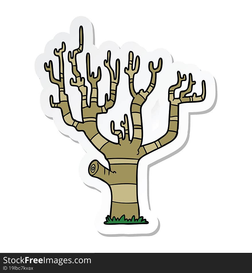 sticker of a cartoon winter tree