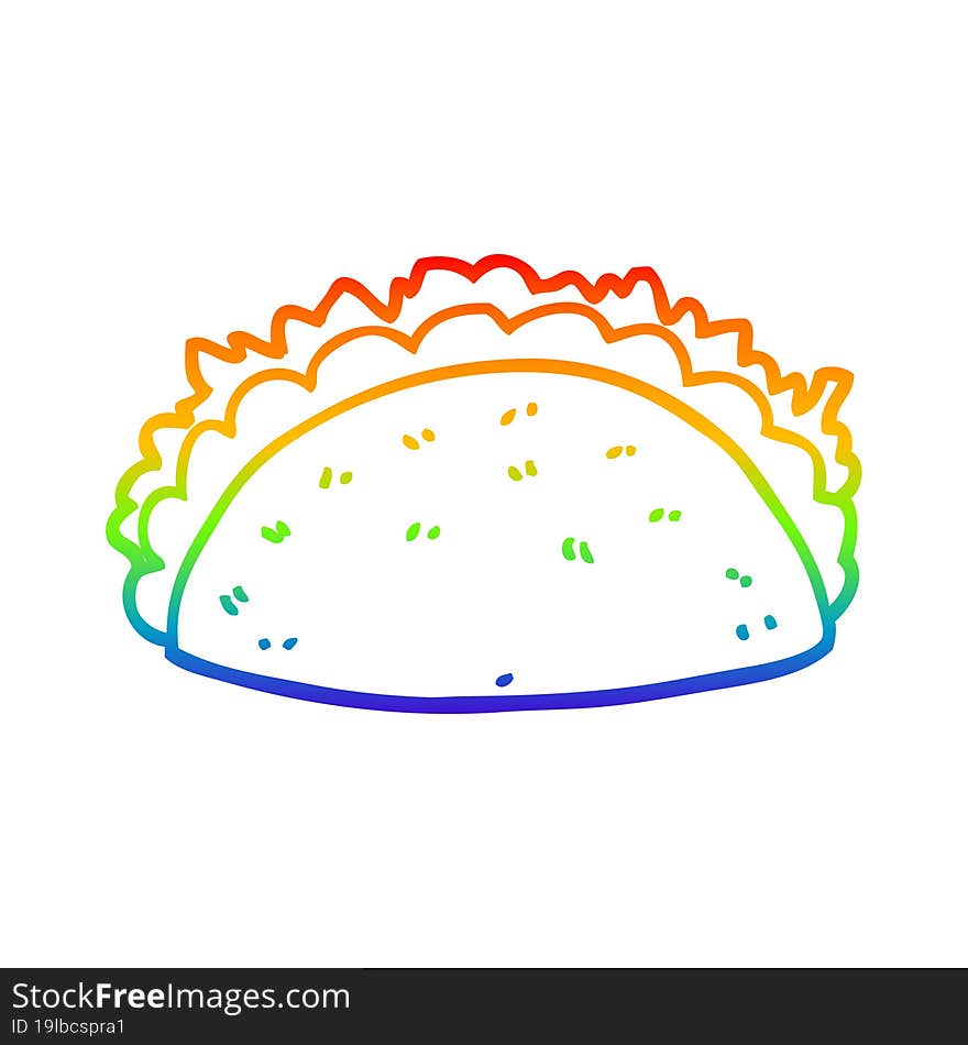 rainbow gradient line drawing cartoon taco