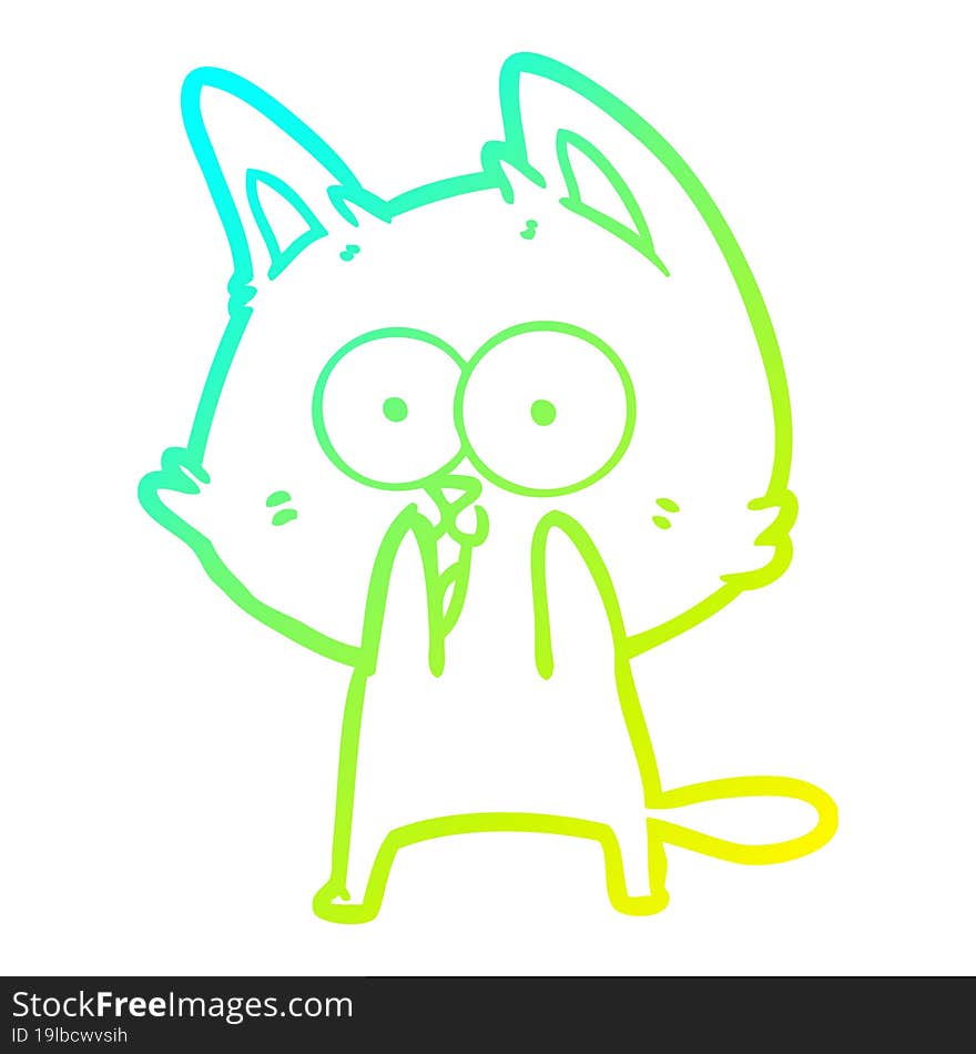 cold gradient line drawing funny cartoon cat