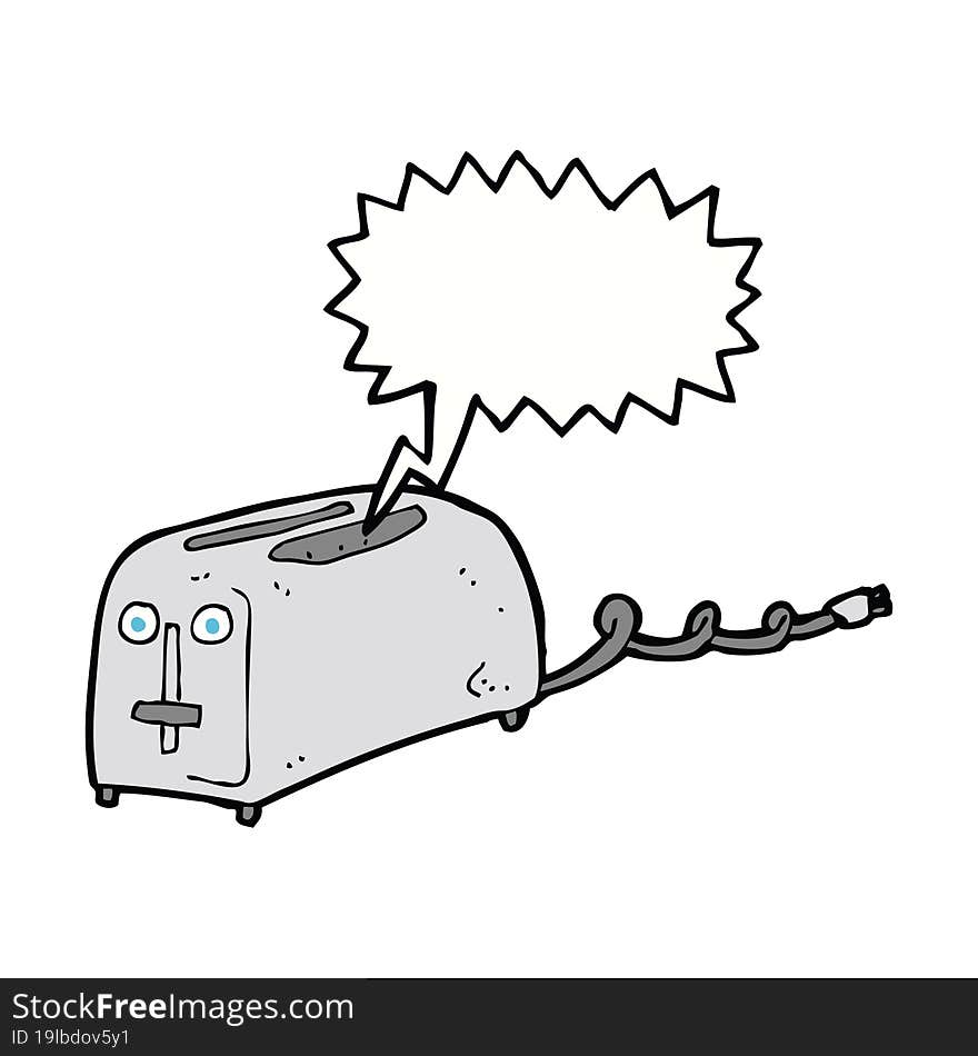 Cartoon Toaster With Speech Bubble