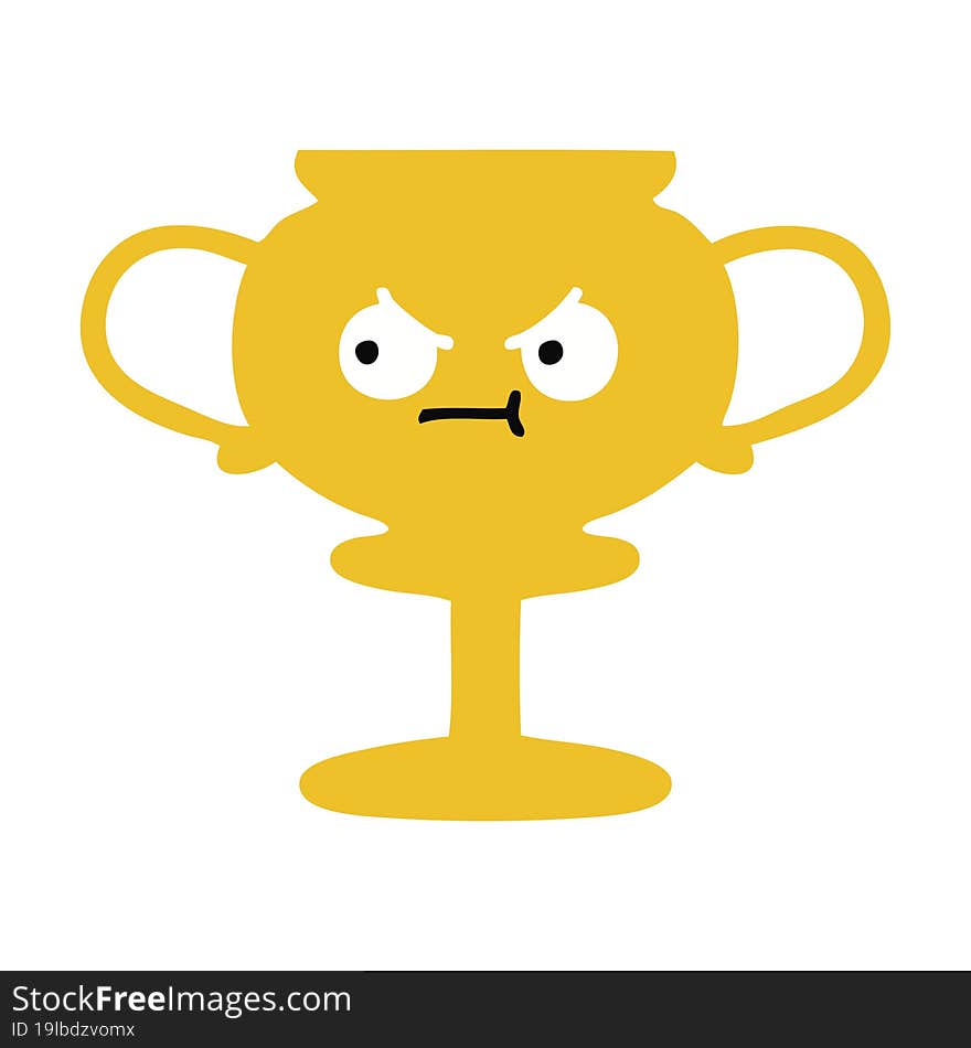 flat color retro cartoon trophy