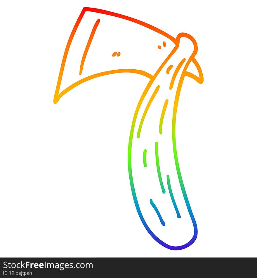 rainbow gradient line drawing cartoon viking axe