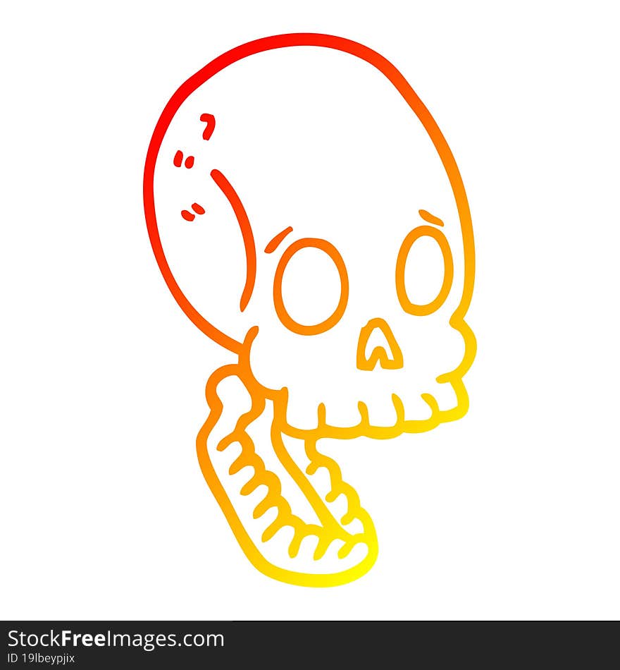 warm gradient line drawing cartoon skull