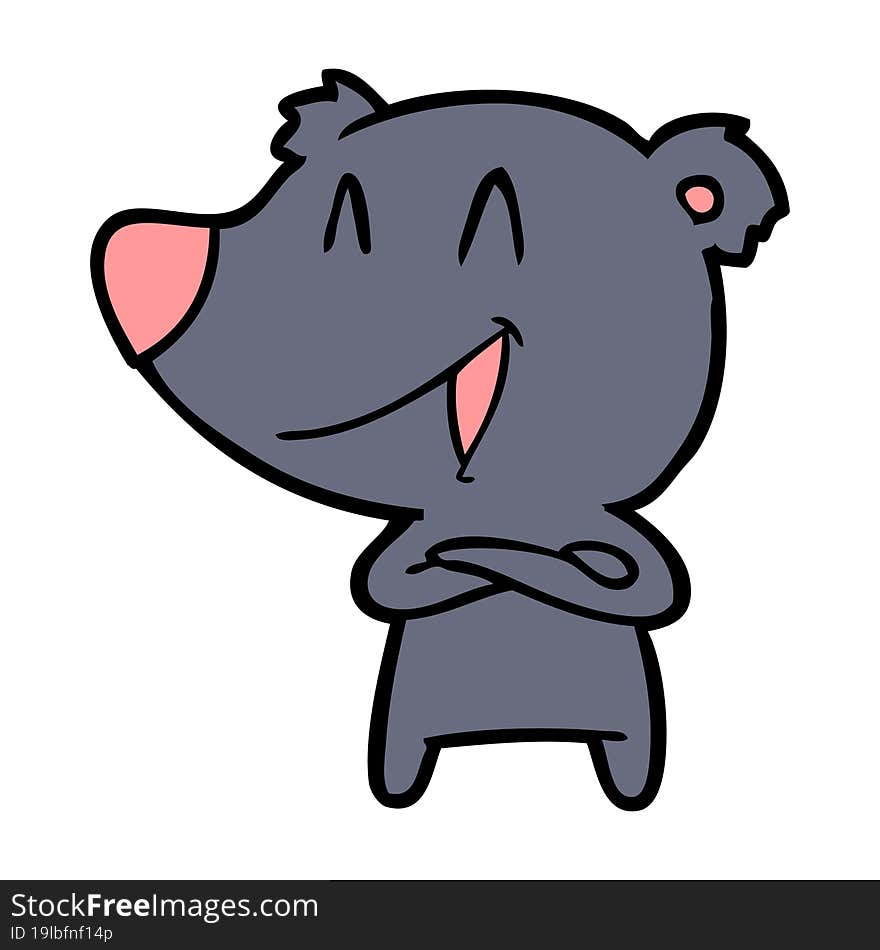 laughing bear with crossed arms cartoon. laughing bear with crossed arms cartoon