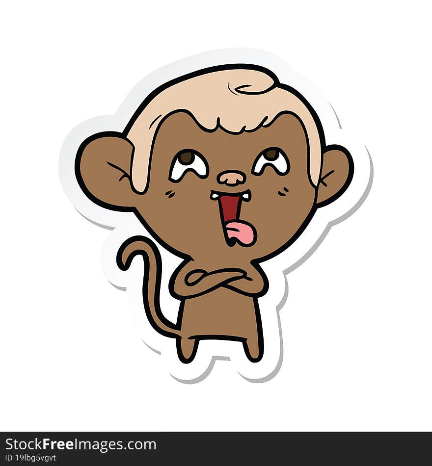 Sticker Of A Crazy Cartoon Monkey