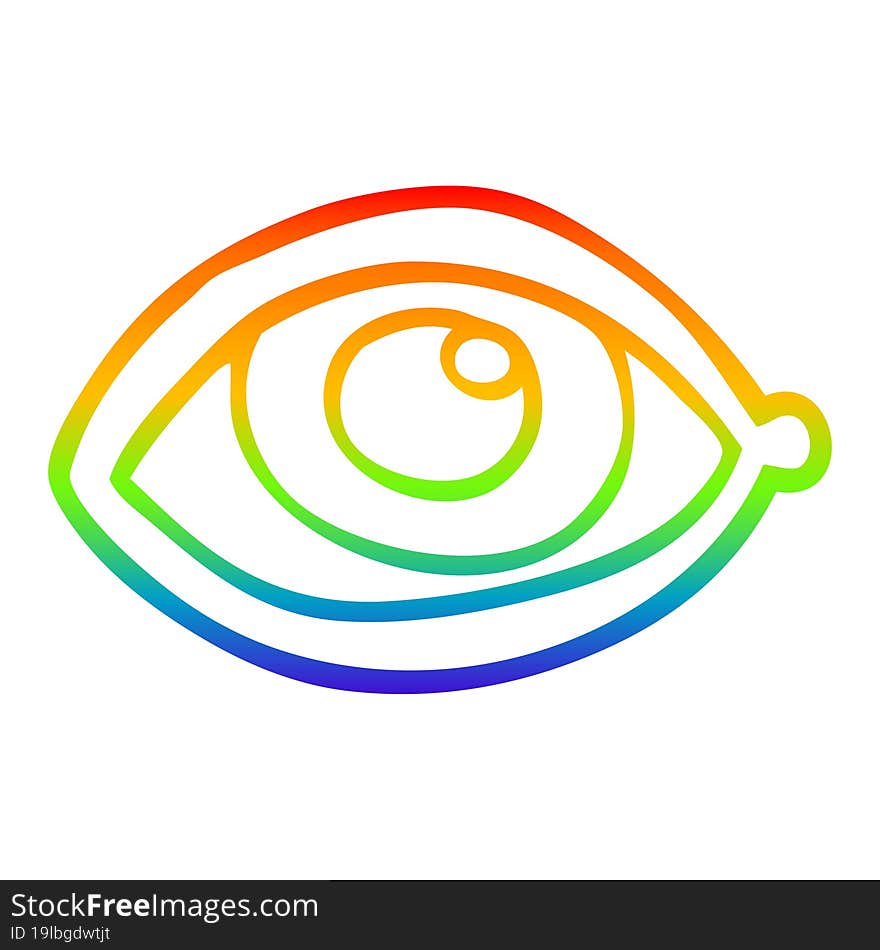 rainbow gradient line drawing of a cartoon human eye