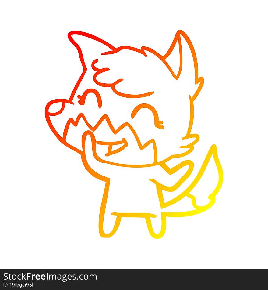 warm gradient line drawing happy cartoon fox