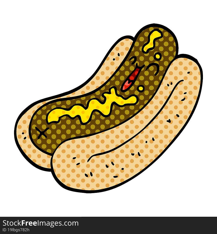 Cartoon Doodle Hotdog With Mustard