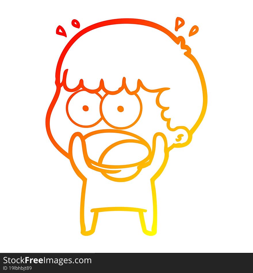 warm gradient line drawing of a cartoon shocked man